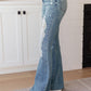 High Rise Heavy Destroyed Flare Jeans Jeans