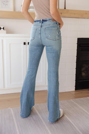 High Rise Heavy Destroyed Flare Jeans | Jeans Daverri Fashions