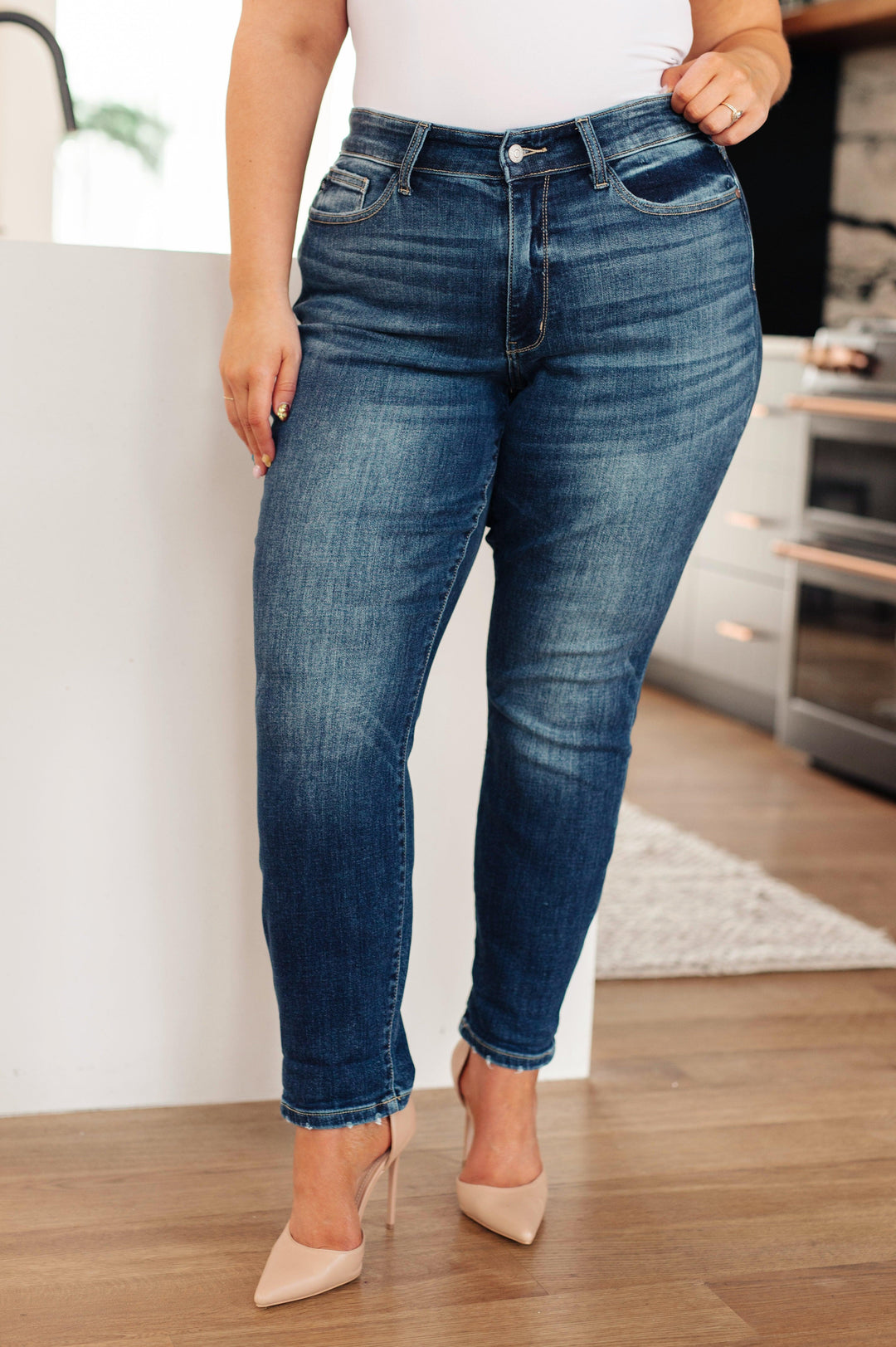 London Midrise Cuffed Boyfriend Jeans 24W Denim Blue Jeans