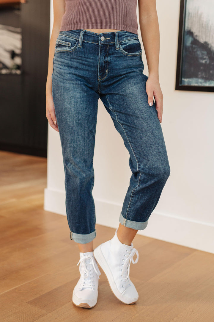 London Midrise Cuffed Boyfriend Jeans Jeans