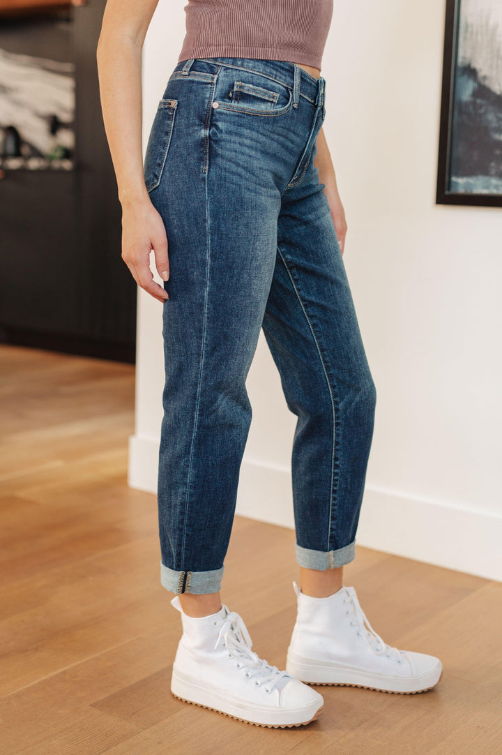 London Midrise Cuffed Boyfriend Jeans Jeans