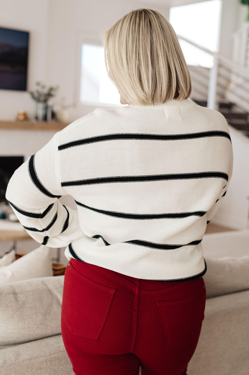 Plus Striped Bell Sleeve Sweater Sweaters