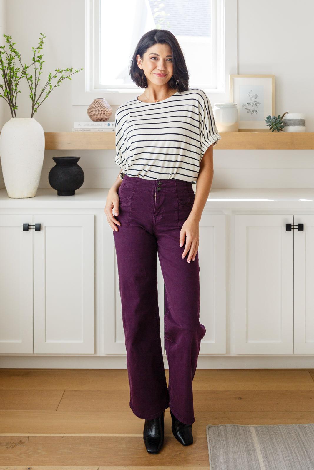 Mica Denim Plum High Rise Wide Leg Jeans Jeans