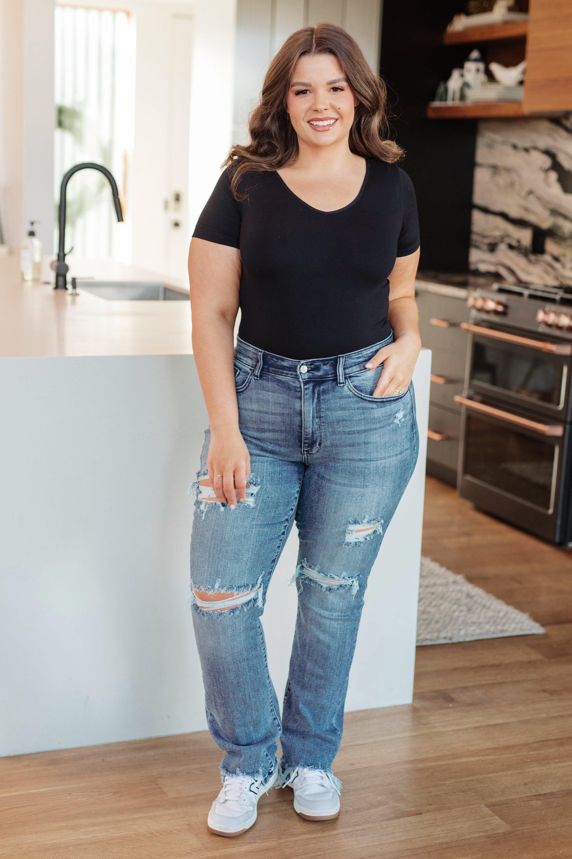 Judy Blue Destroyed Straight Jeans Jeans