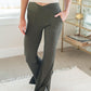 On the Move V Front Flare Leggings in Olive Bottoms