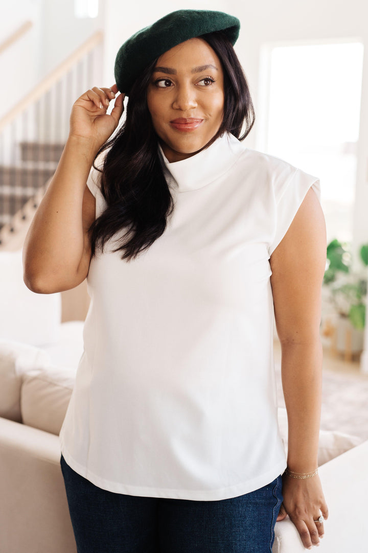 White Mock Neck Cap Sleeve Top 2XL White Shirts & Tops