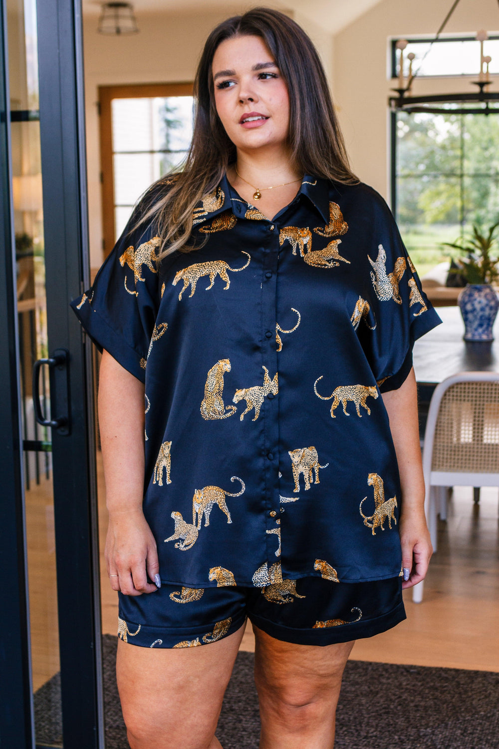 Party Animal Leopard Print Satin Set Pajama Sets