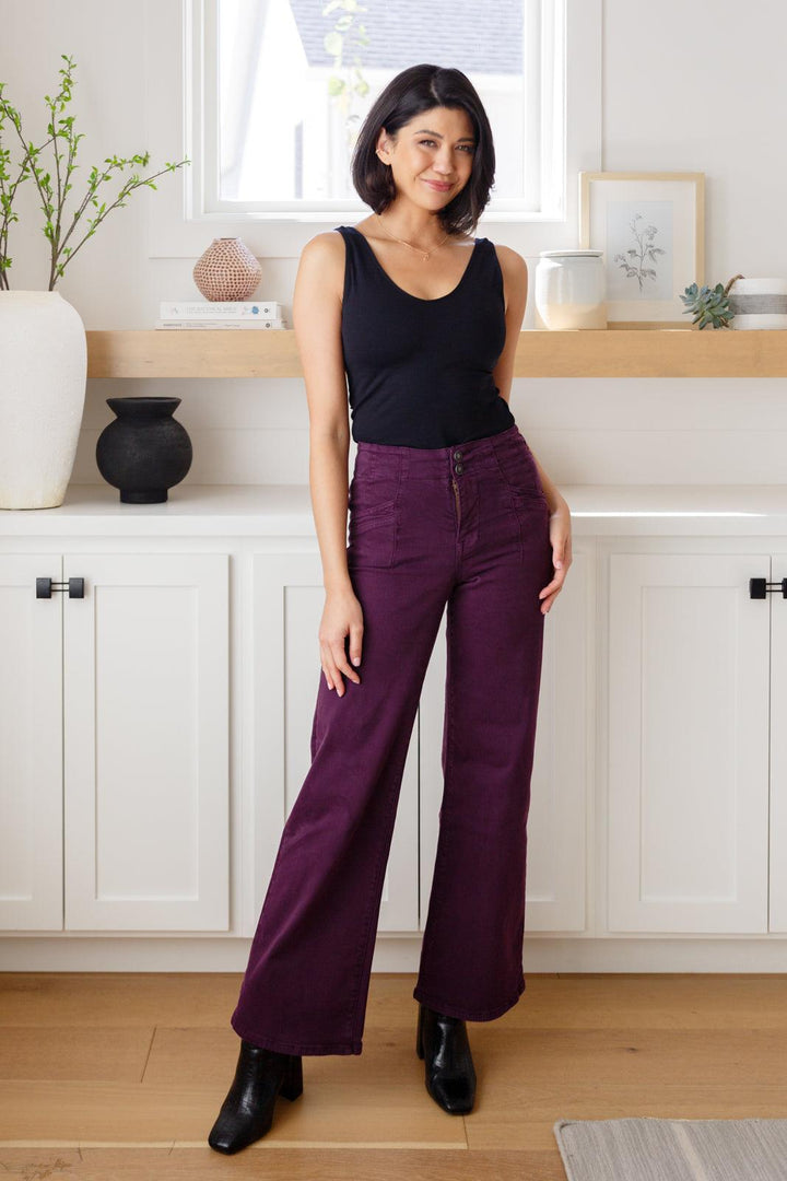 Mica Denim Plum High Rise Wide Leg Jeans Jeans