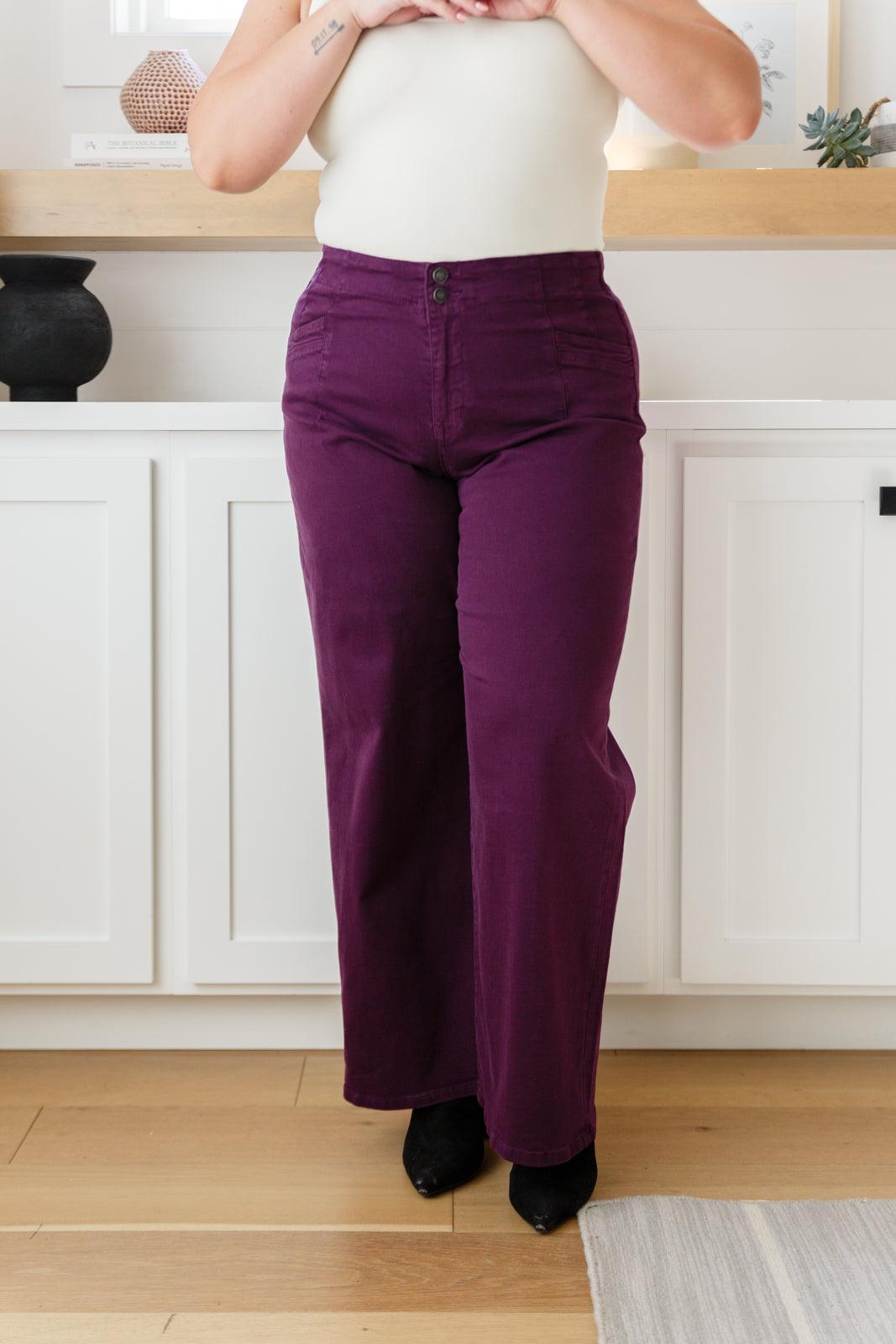 Mica Denim Plum High Rise Wide Leg Jeans Jeans