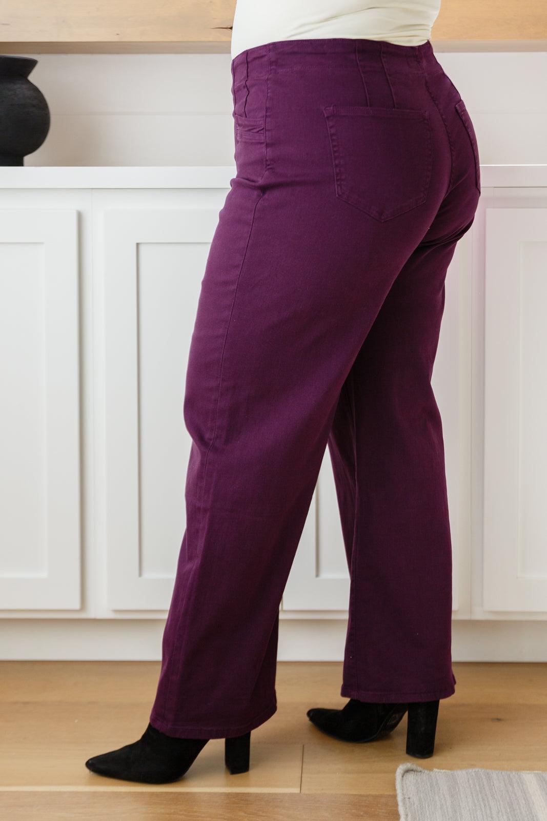 Mica Denim Plum High Rise Wide Leg Jeans Jeans