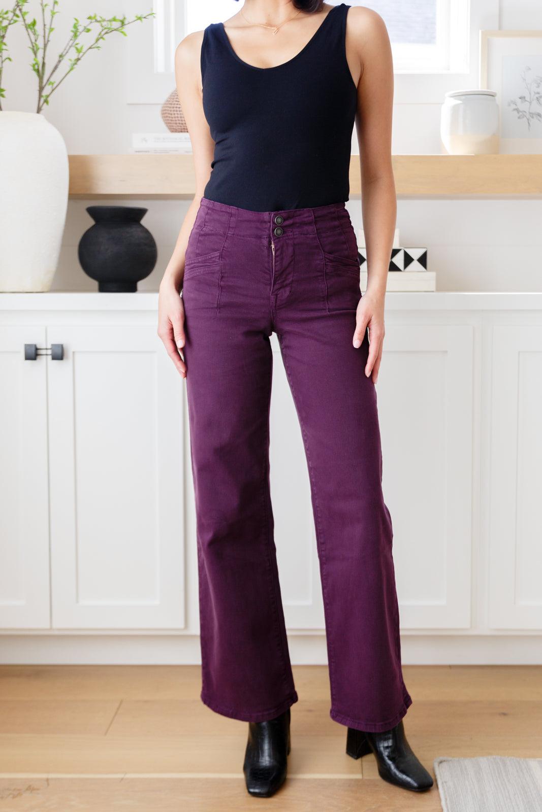 Mica Denim Plum High Rise Wide Leg Jeans Jeans