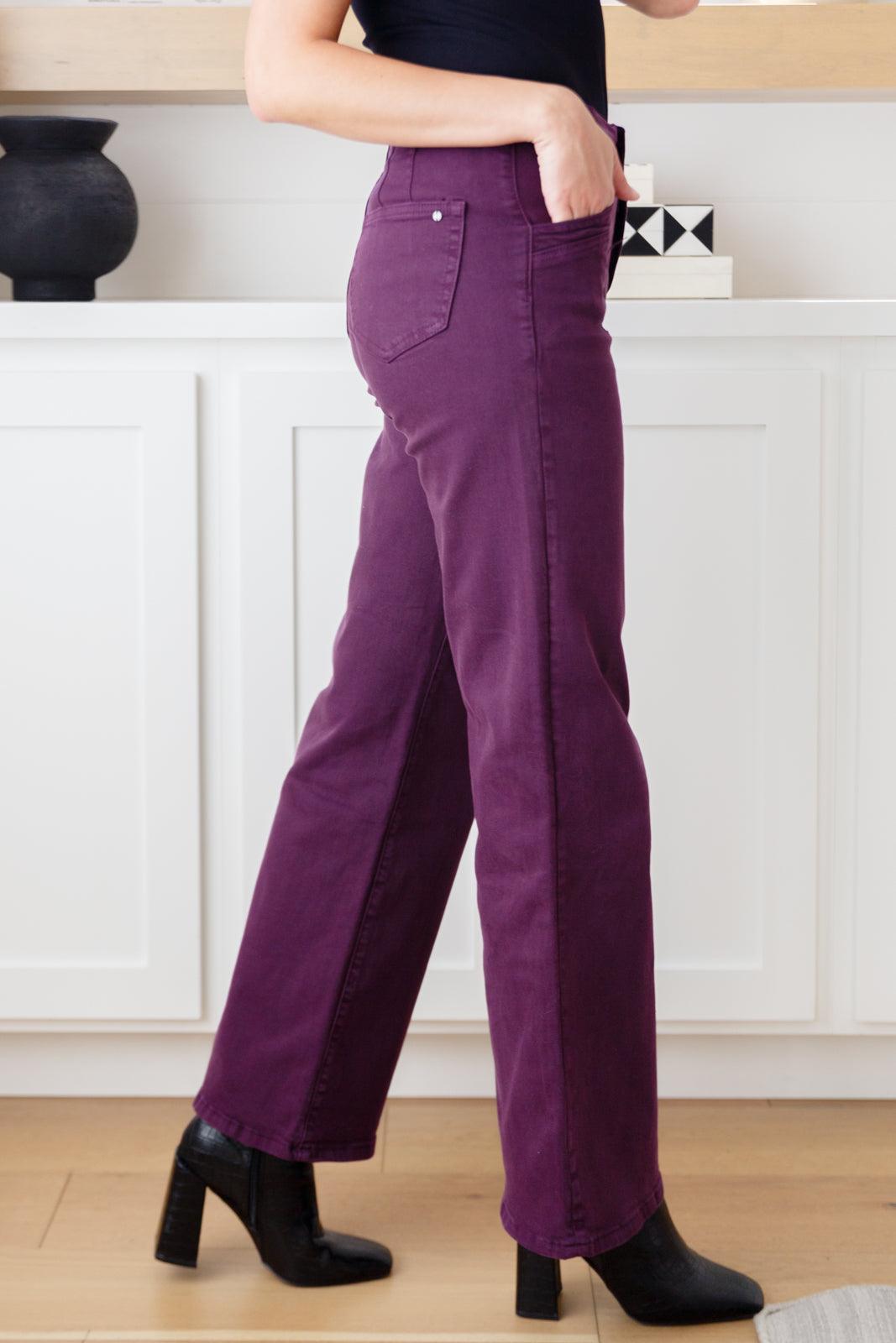 Mica Denim Plum High Rise Wide Leg Jeans Jeans