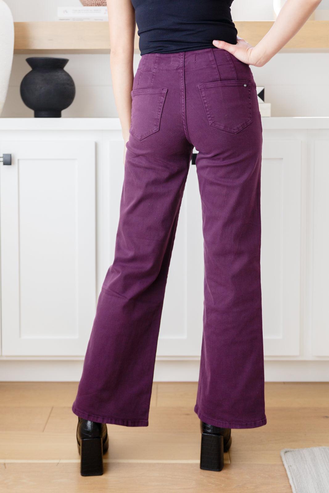 Mica Denim Plum High Rise Wide Leg Jeans Jeans