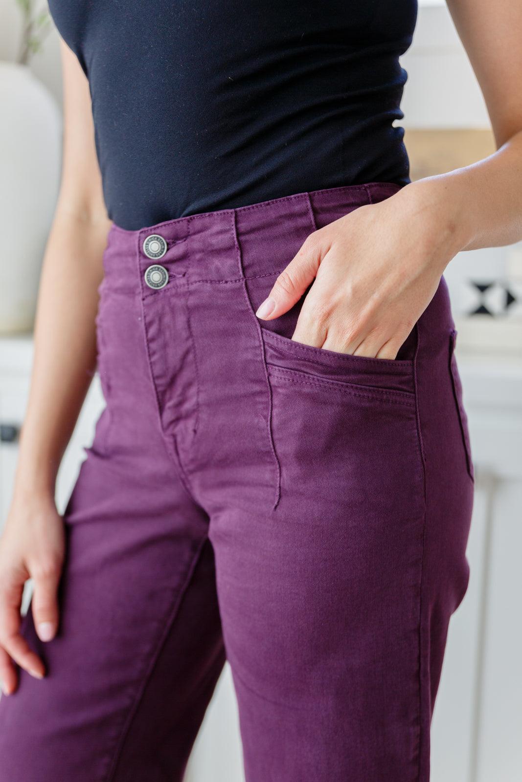 Mica Denim Plum High Rise Wide Leg Jeans Jeans