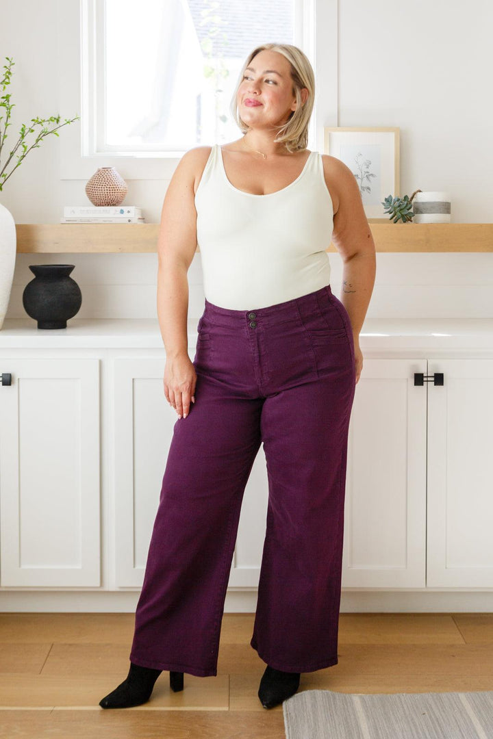 Mica Denim Plum High Rise Wide Leg Jeans Jeans