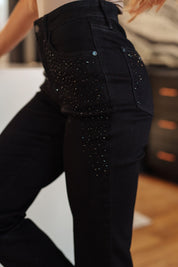 Judy Blue Black Slim Fit Rhinestone Jeans | Jeans Daverri Fashions
