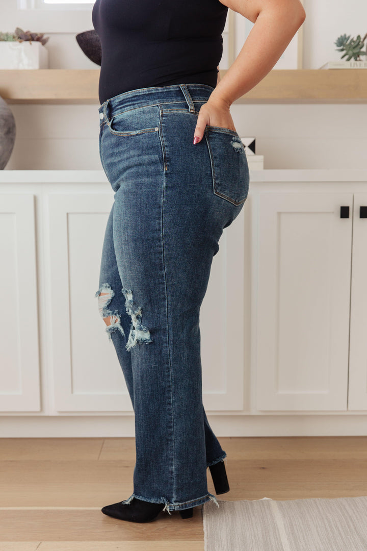 Rose High Rise 90's Straight Jeans in Dark Wash Jeans