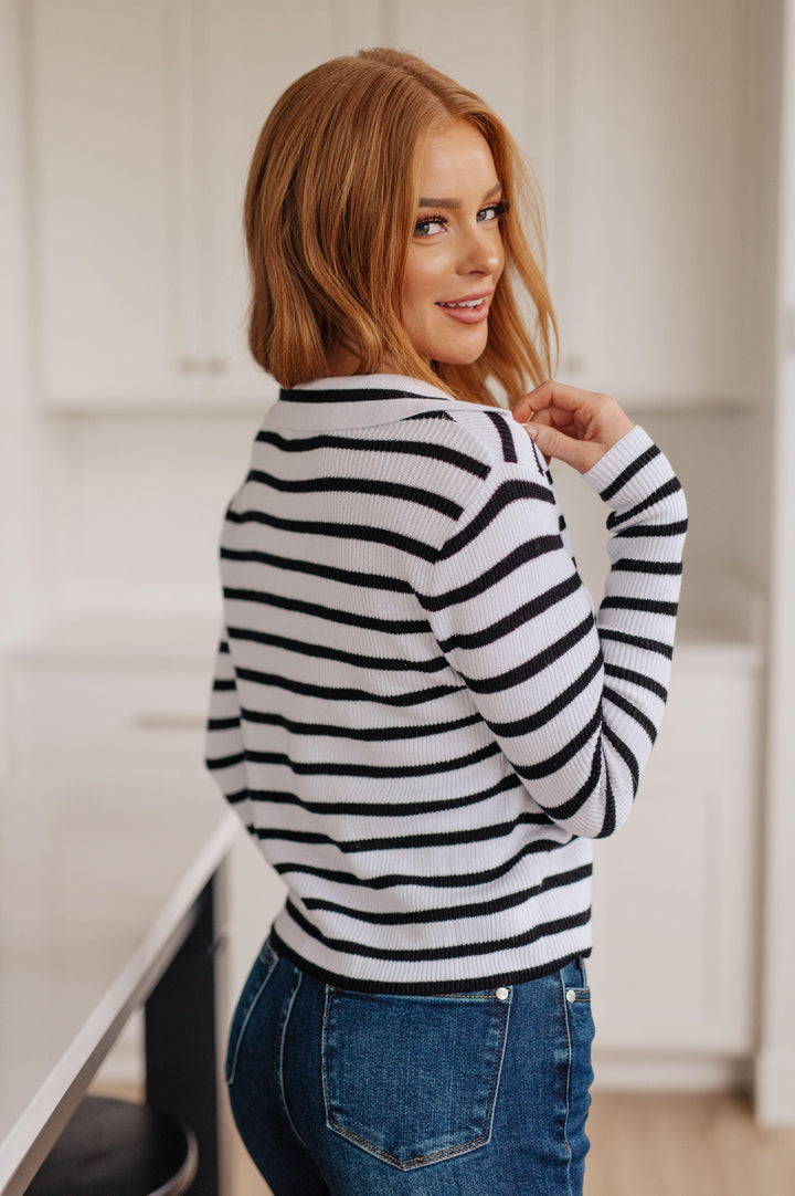 Self Improvement V-Neck Striped Sweater Sweaters