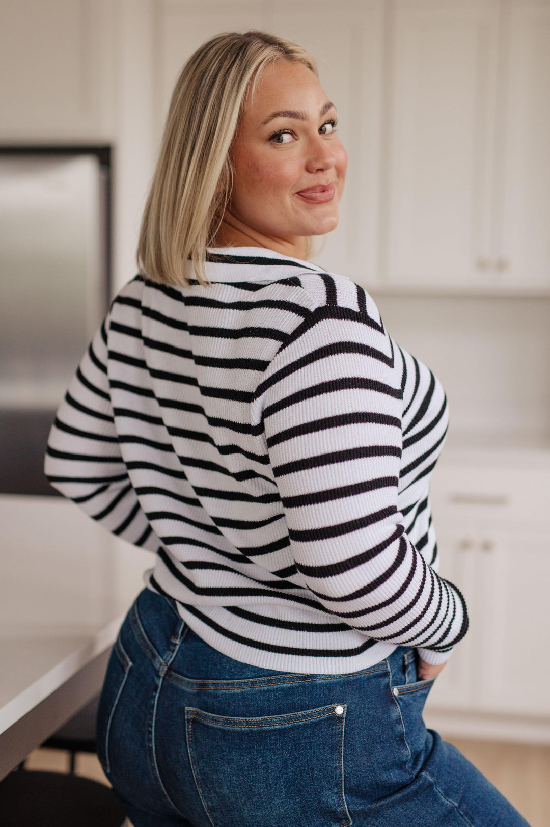 Self Improvement V-Neck Striped Sweater Sweaters