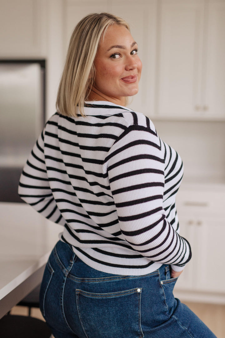 Self Improvement V-Neck Striped Sweater Sweaters