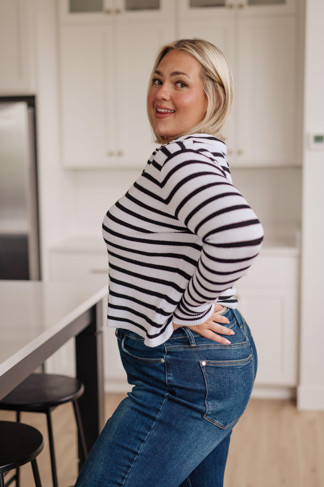 Self Improvement V-Neck Striped Sweater Sweaters