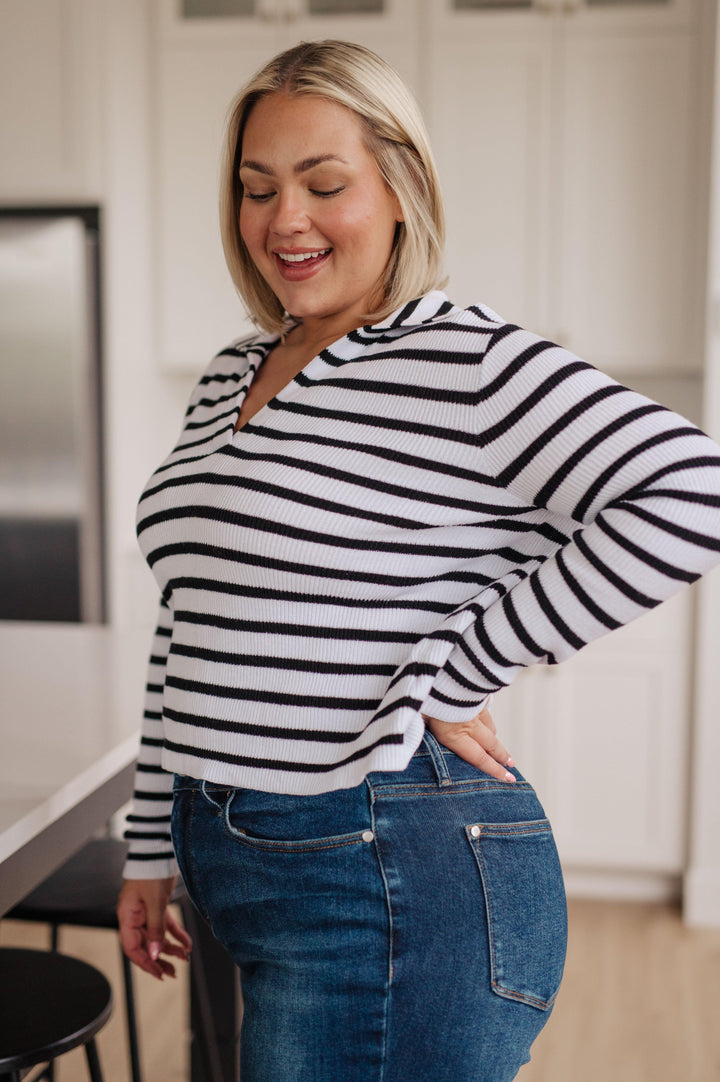 Self Improvement V-Neck Striped Sweater Sweaters