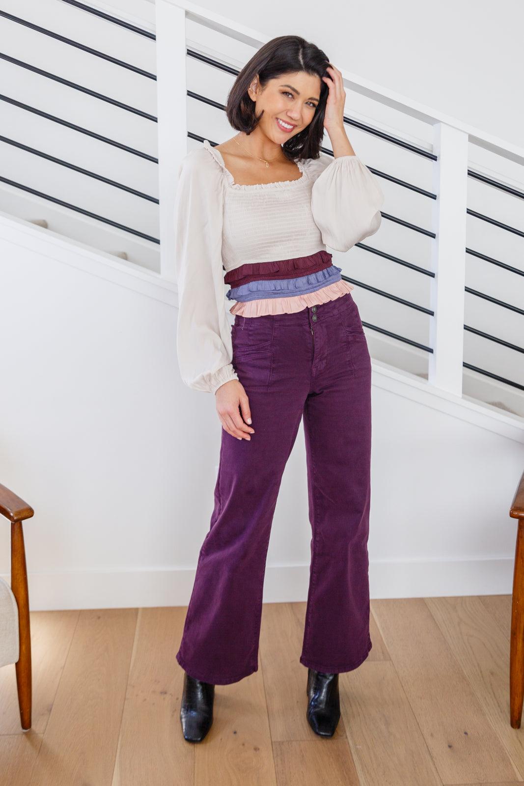 Mica Denim Plum High Rise Wide Leg Jeans Jeans