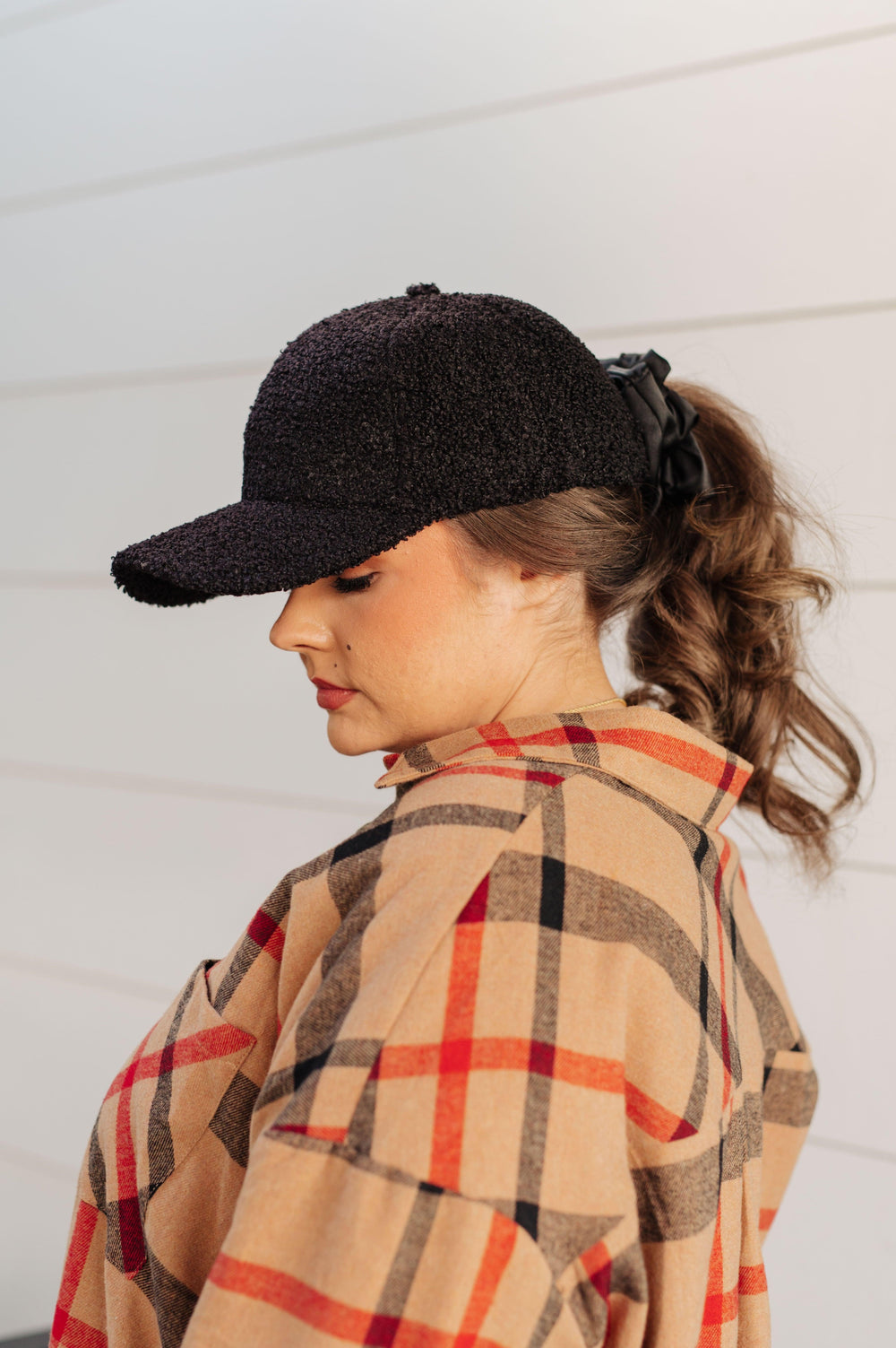 Lyla Sherpa Ball Cap in Black Hats