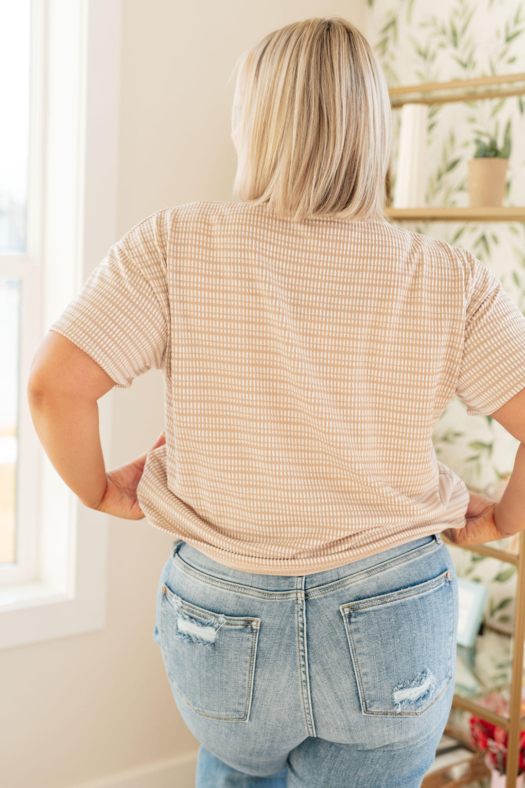 Textured Boxy Top in Taupe Tops