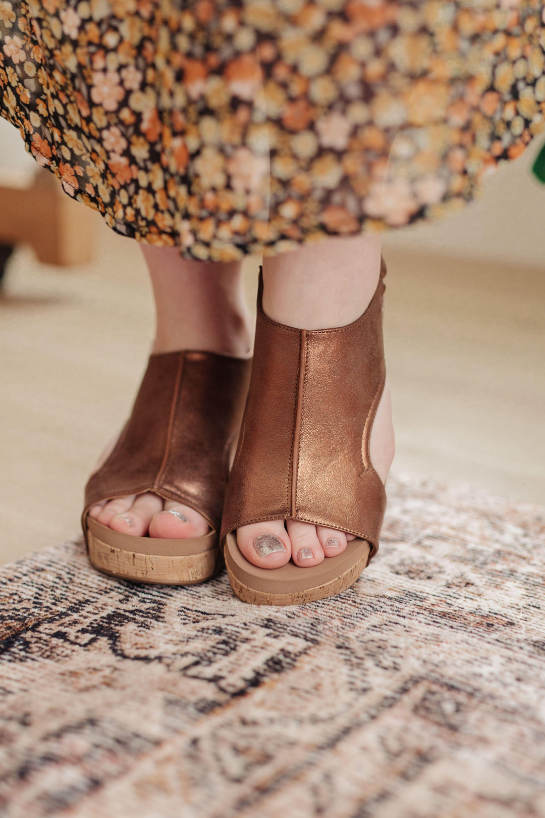 Walk This Way Wedge Sandals in Antique Bronze Shoes