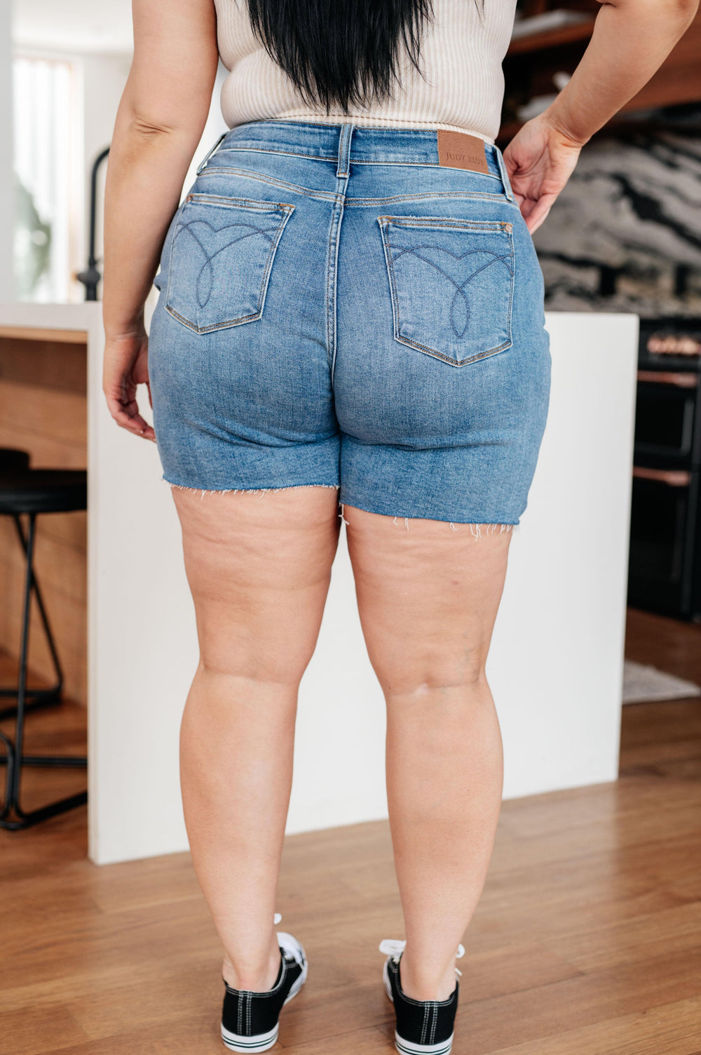 Judy Blue Stretch High Rise Cutoff Denim Shorts Plus Size Shorts