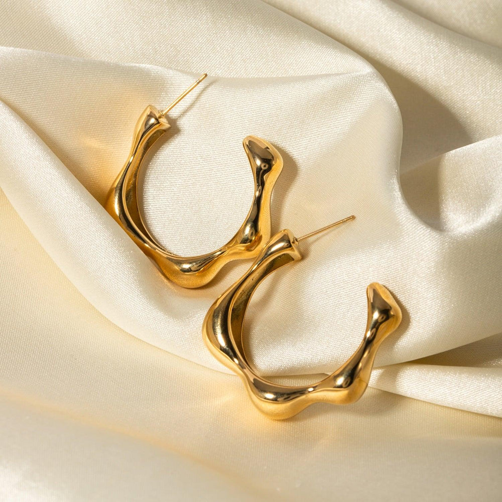 Stainless Steel C-Hoop Earrings Gold One Size Stainless Steel Earrings
